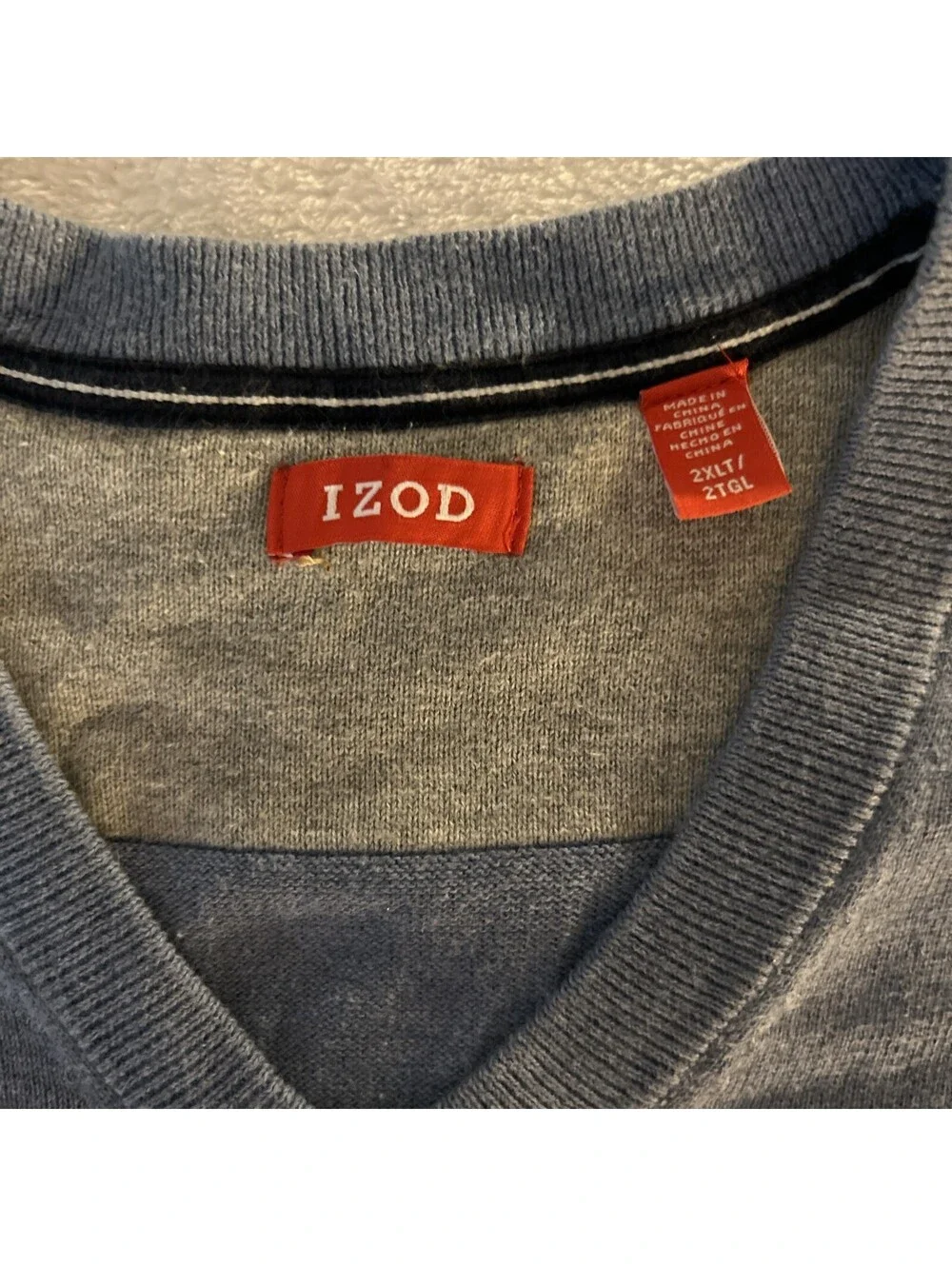 Izod Blue Sweater Vest Size 2XLT Men's Cardigan Pullover Cotton